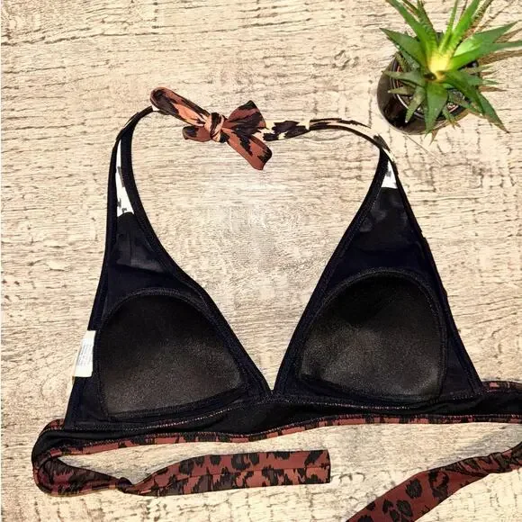 Gottex Leopard Bikini Halter Top Sz10 Animal Print‎ Mob Wife Swimwear Y2K Resort - Picture 4 of 4
